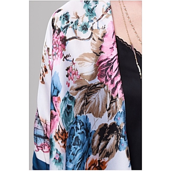 Satin Gypsy Cardi Kimono Coverup Wrap One Size - Picture 3 of 5